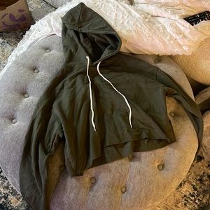 green crop hoodie